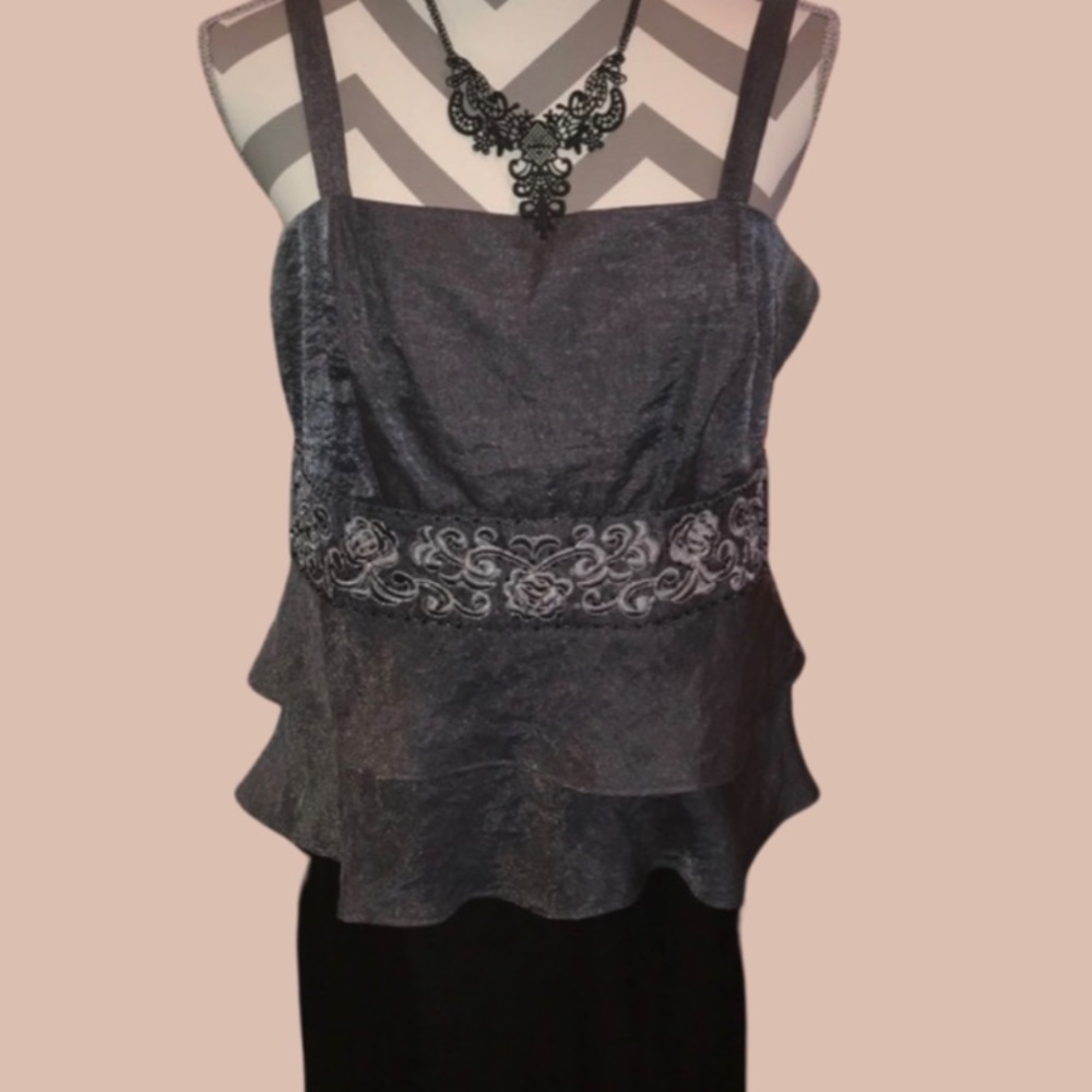 Beautiful formal dress top! Silvery black shimmer
